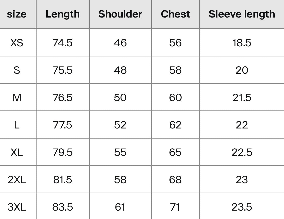 Respect the Locals Oversized T Shirt size guide