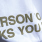 puff print slogan on white t shirt
